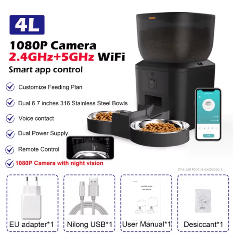 Furpipi Smart Automatic Pet Feeder With 1080P HD Camera App Control 2