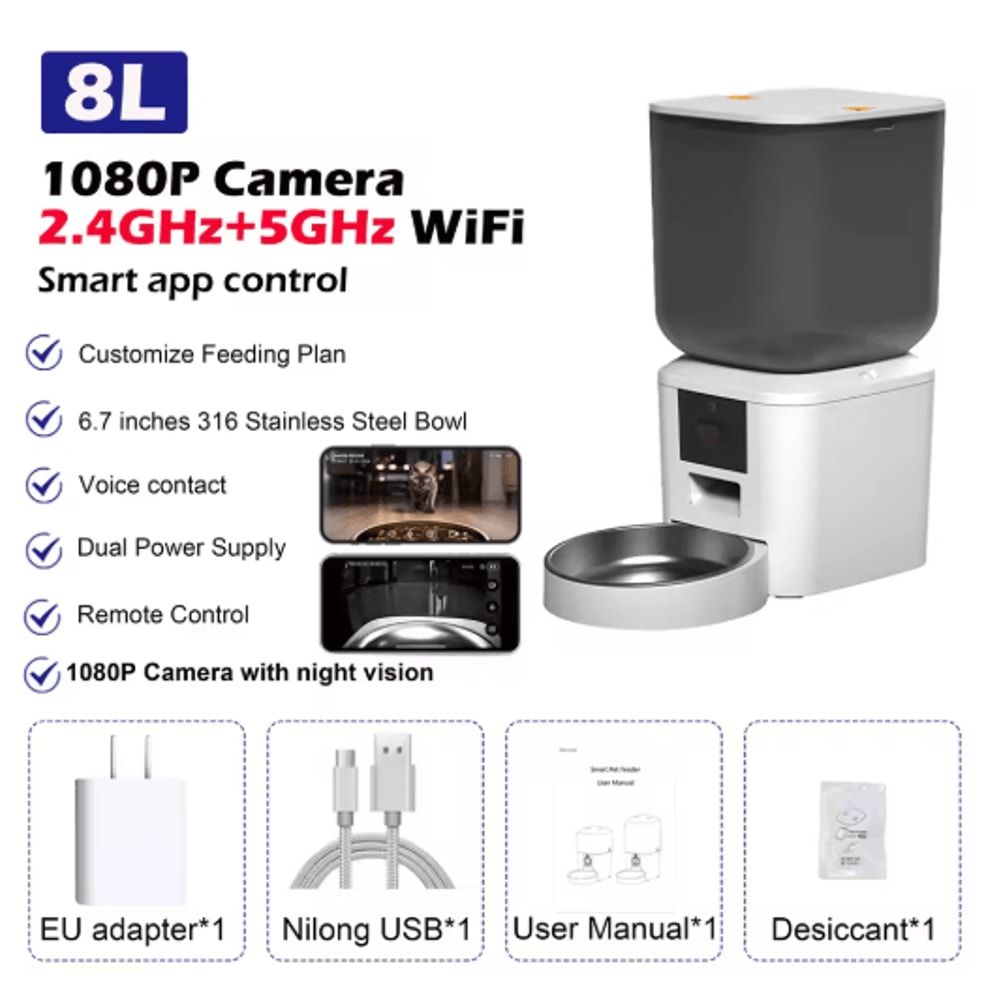 Furpipi Smart Automatic Pet Feeder With 1080P HD Camera App Control 4