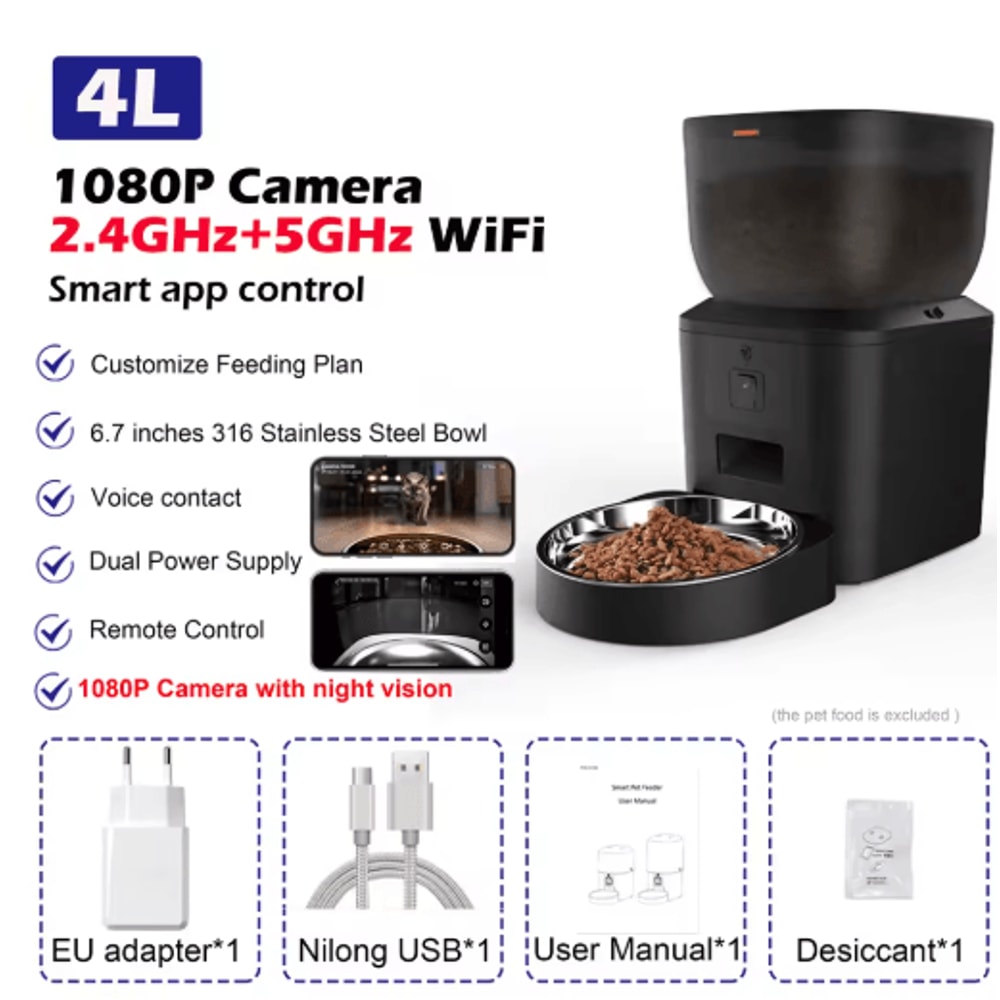 Furpipi Smart Automatic Pet Feeder With 1080P HD Camera App Control 6