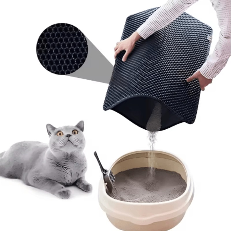 TrapGuard DoubleLayer Waterproof Cat Litter Mat Washable Sand Trapping Pad 0