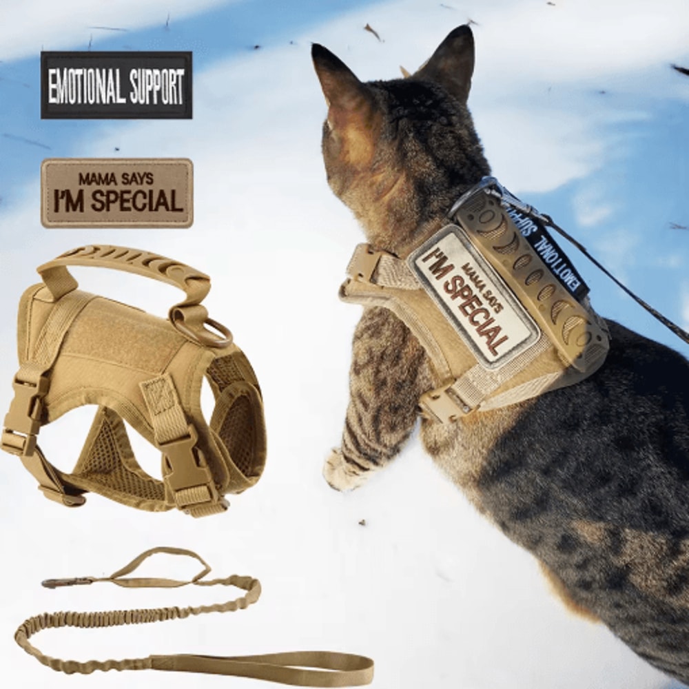 TrailGuar Tactical Cat Harness Leash Vest Set For Outdoor Adventures 0
