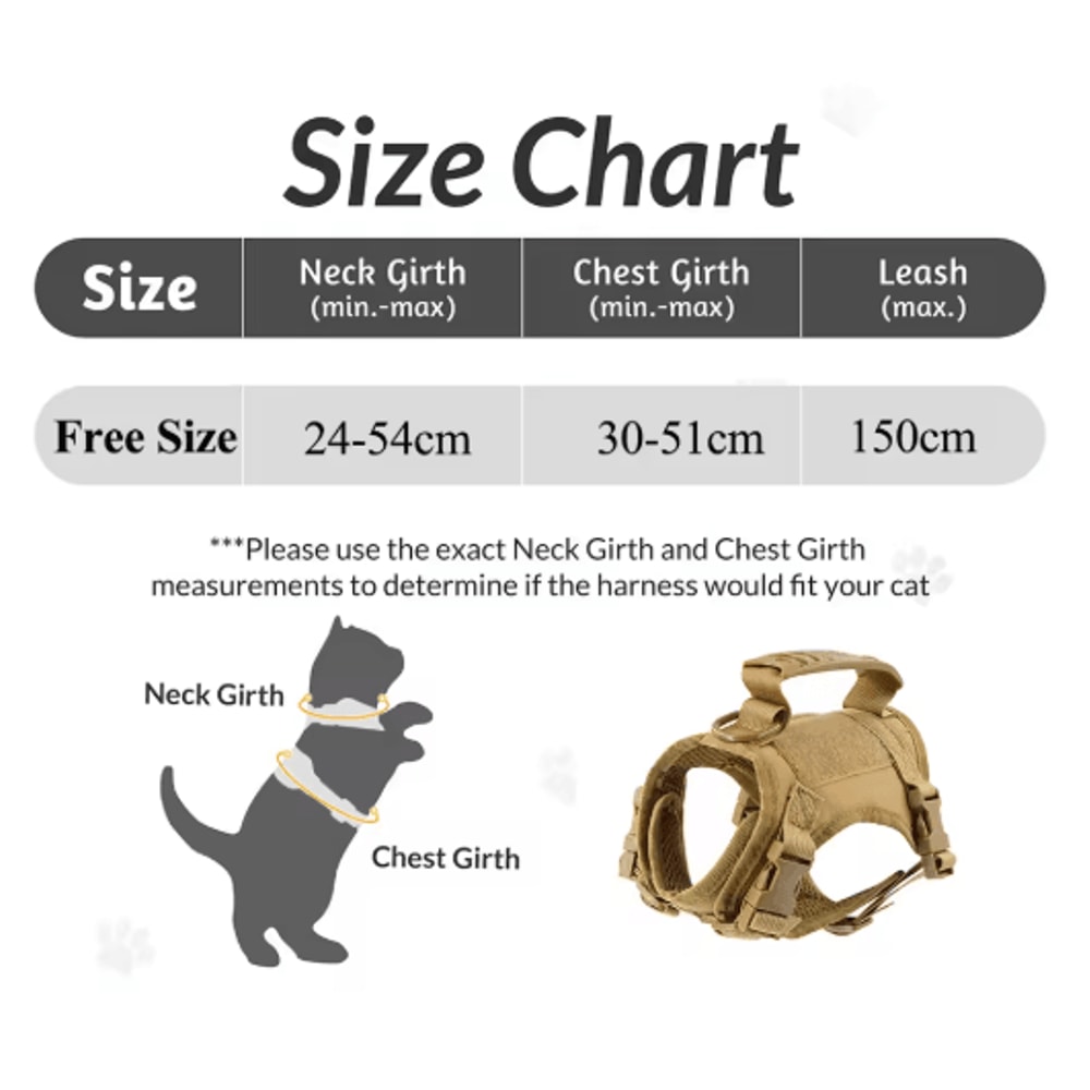 TrailGuar Tactical Cat Harness Leash Vest Set For Outdoor Adventures 6