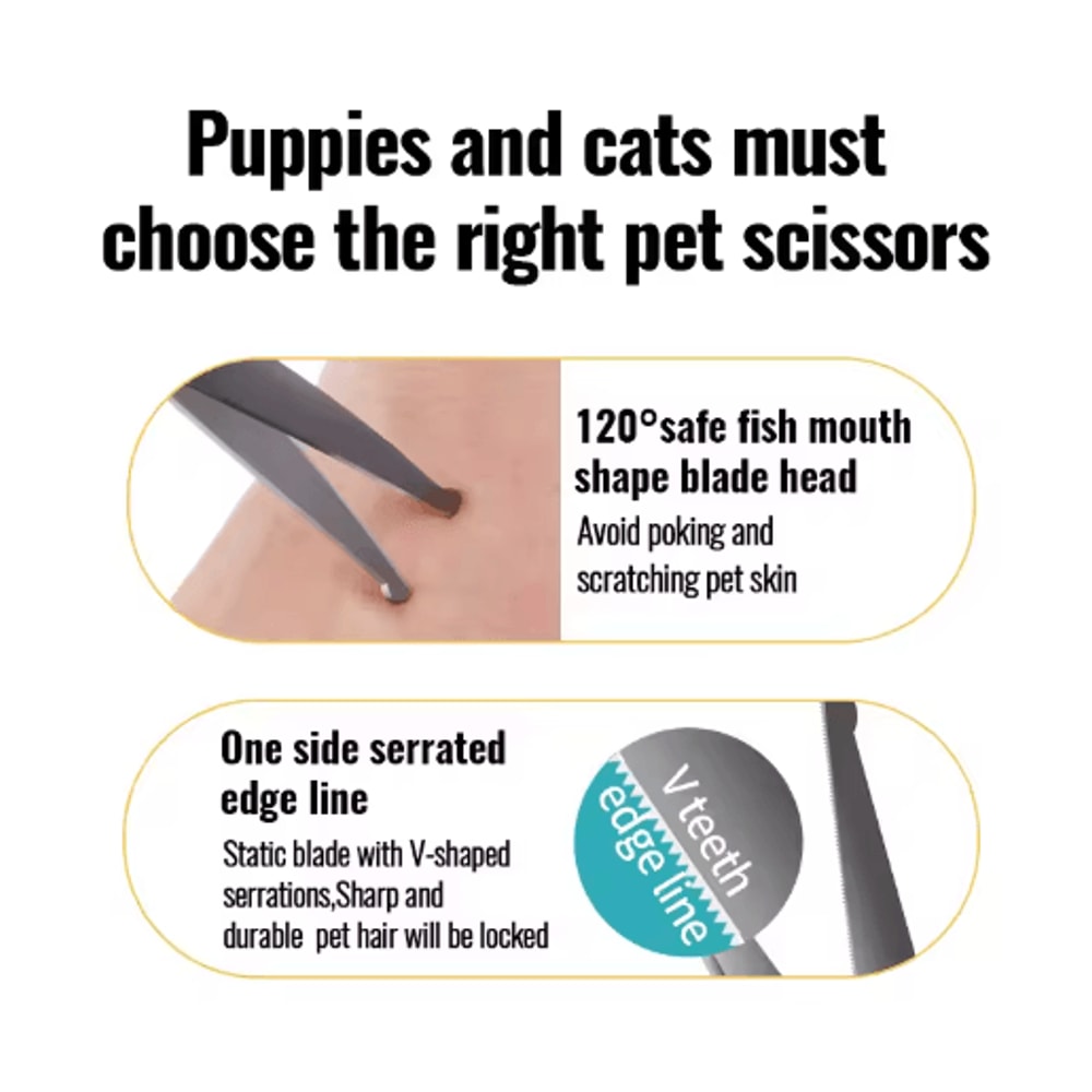 Fenice Professional Round Tip Pet Grooming Scissors Safe Trimming Tool For Eyes Face Paws 10