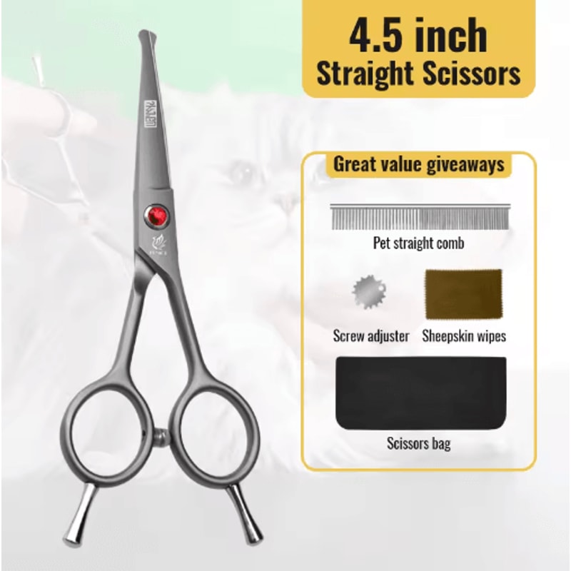 Fenice Professional Round Tip Pet Grooming Scissors Safe Trimming Tool For Eyes Face Paws 6