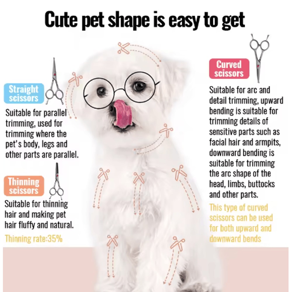 Fenice Professional Round Tip Pet Grooming Scissors Safe Trimming Tool For Eyes Face Paws 9
