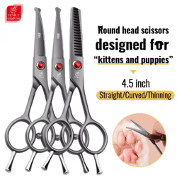 fenice professional round tip pet grooming scissors – safe trimming tool for eyes face & paws