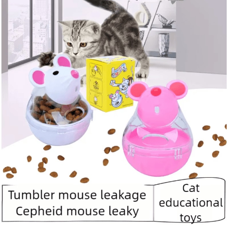 Cheesy Chase Interactive Mouse Treat Ball Slow Feeding Puzzle Cat Toy 0