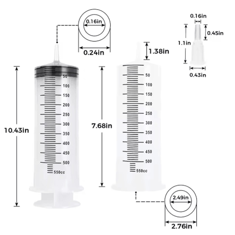 Flow Master Large Capacity Feeding Syringe Kit With Hose MultiPurpose Pet Care Injector 15