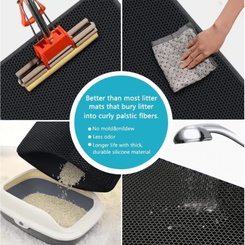 LitterLock Double Layer Waterproof Cat Litter Mat NonSlip Sand Trapping Pad 5