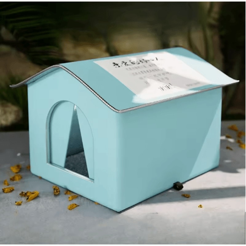 Weather Shield Outdoor Cat House With Stand Insulated Oxford Cloth Pet Shelter 5