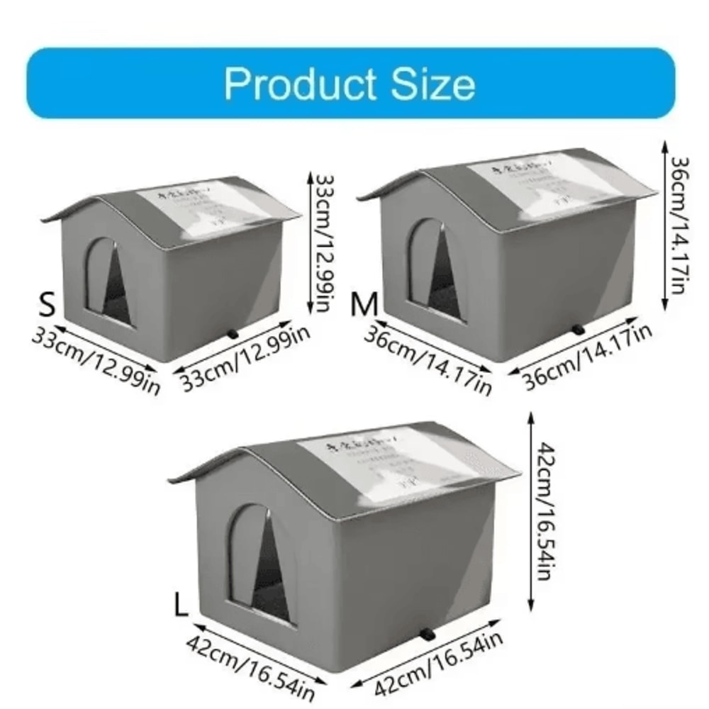 Weather Shield Outdoor Cat House With Stand Insulated Oxford Cloth Pet Shelter 6