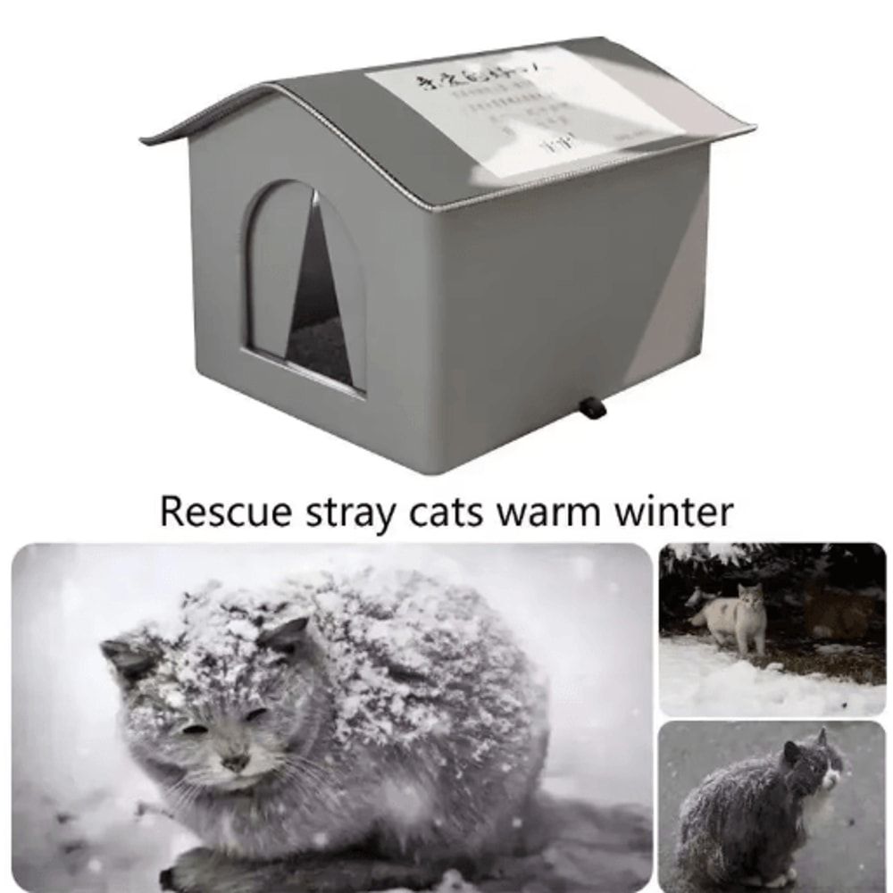 Weather Shield Outdoor Cat House With Stand Insulated Oxford Cloth Pet Shelter 8