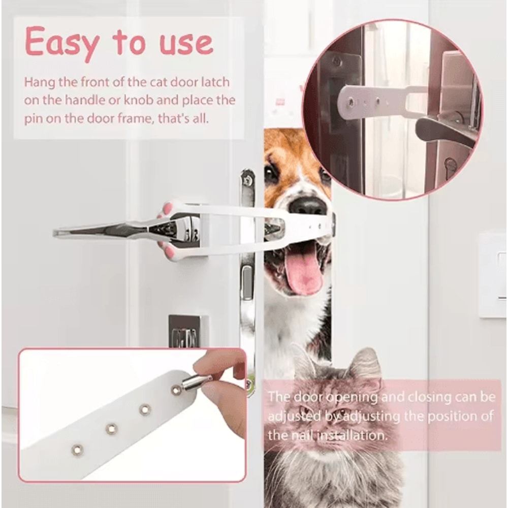 FlexGuard Adjustable Pet Door Latch Elastic Cat Dog Door Stopper 6