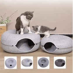 cozytunnel donut cat tunnel bed – interactive felt hideaway for indoor cats