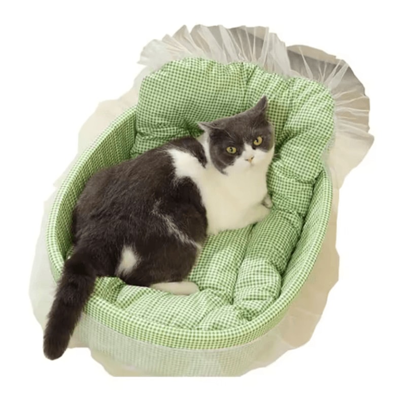 RoyalSnuggle LaceTrimmed Princess Pet Sofa Bed Plush Oval Bed For Cats Small Dogs 4