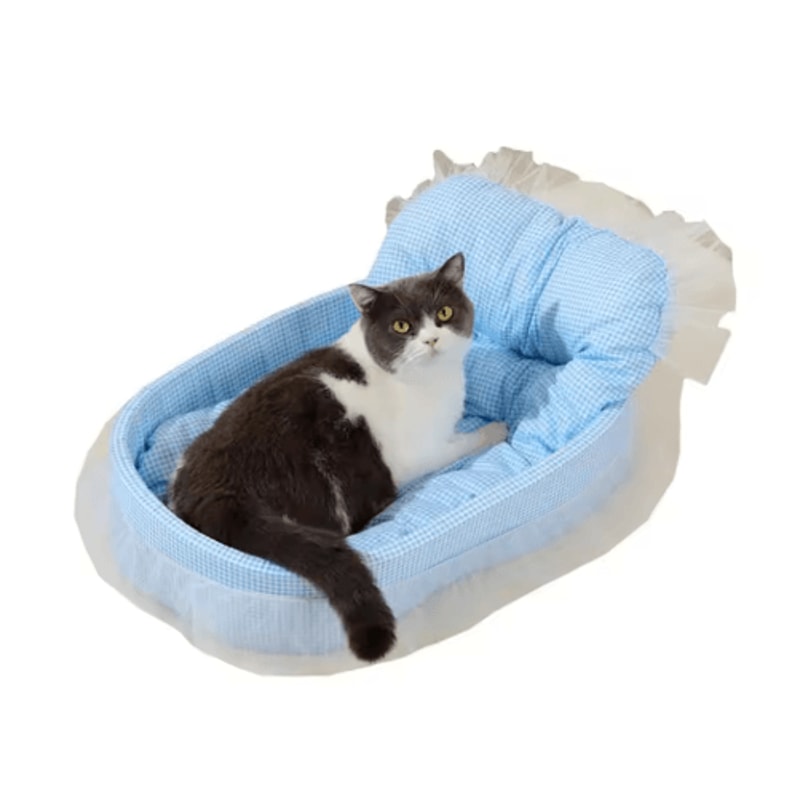 RoyalSnuggle LaceTrimmed Princess Pet Sofa Bed Plush Oval Bed For Cats Small Dogs 5