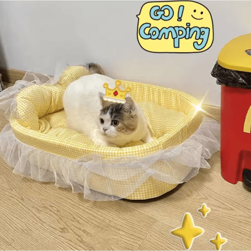 RoyalSnuggle LaceTrimmed Princess Pet Sofa Bed Plush Oval Bed For Cats Small Dogs 7