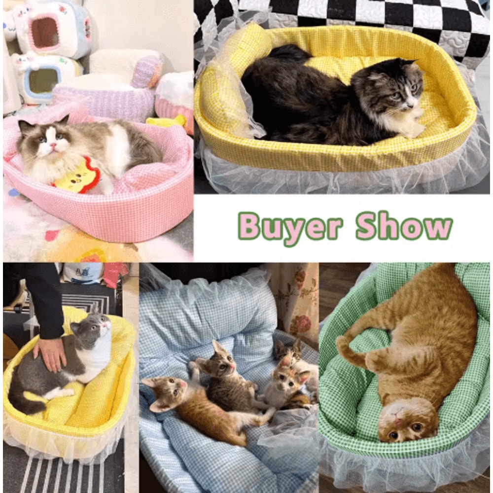 RoyalSnuggle LaceTrimmed Princess Pet Sofa Bed Plush Oval Bed For Cats Small Dogs 9