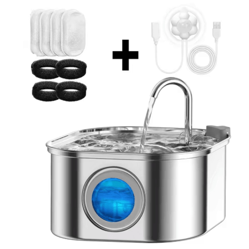 Transparent Cat Water Fountain With Sensor 32L Stainless Steel Automatic Pet Water Dispenser 3