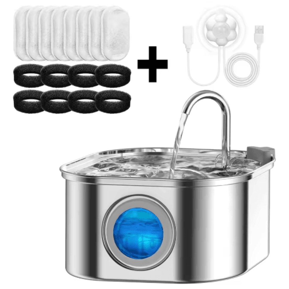 Transparent Cat Water Fountain With Sensor 32L Stainless Steel Automatic Pet Water Dispenser 5