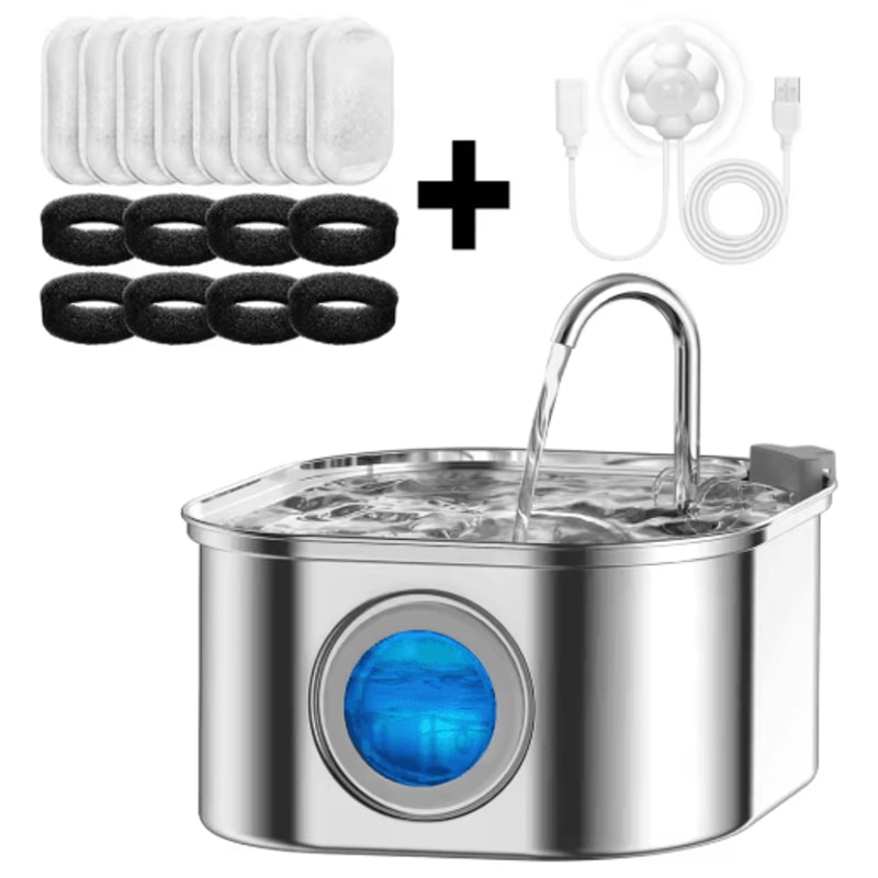 Transparent Cat Water Fountain With Sensor 32L Stainless Steel Automatic Pet Water Dispenser 5