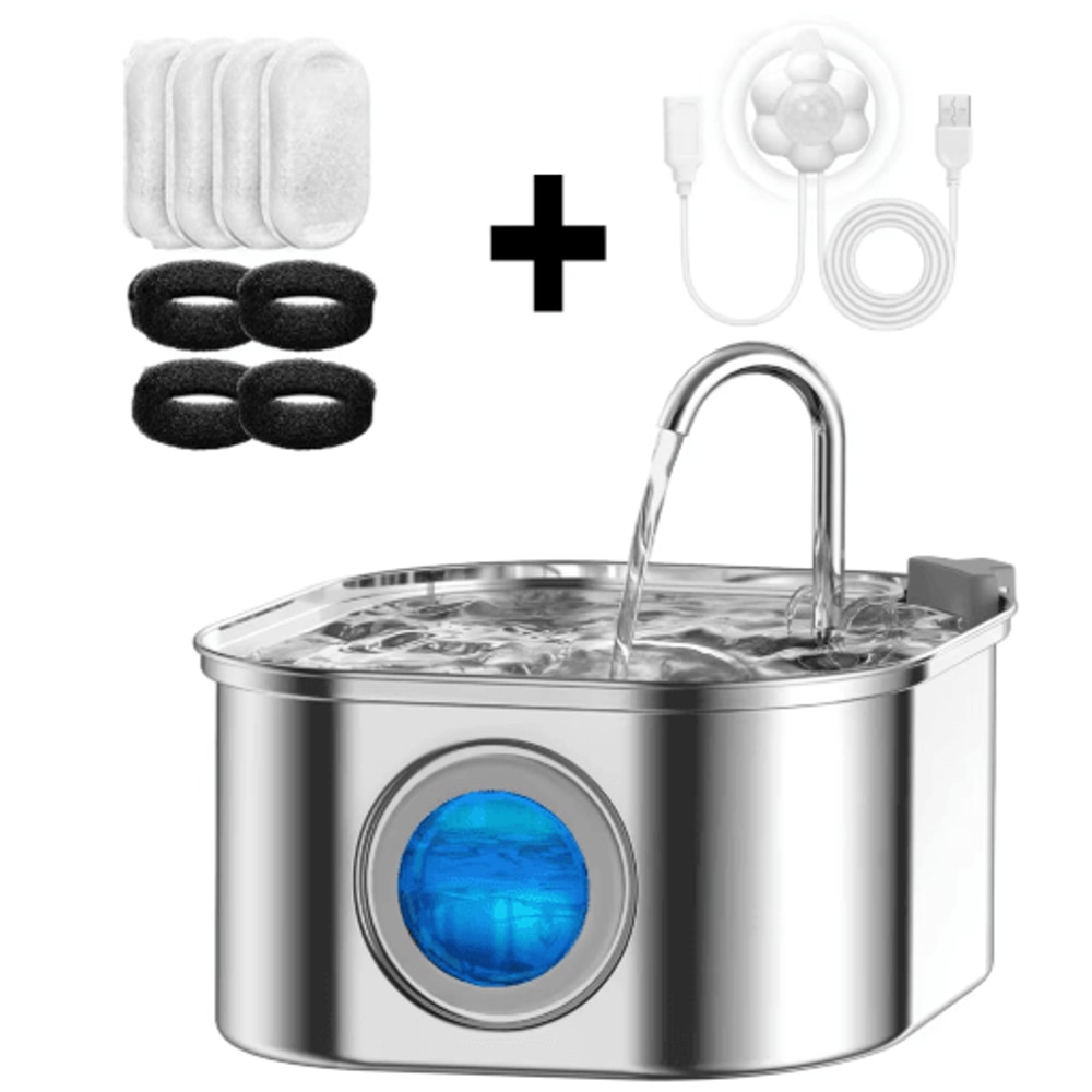 Transparent Cat Water Fountain With Sensor 32L Stainless Steel Automatic Pet Water Dispenser 7