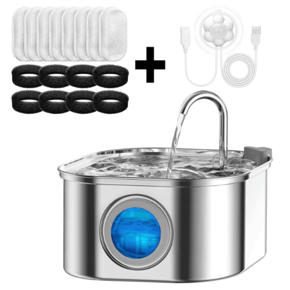 Transparent Cat Water Fountain With Sensor 32L Stainless Steel Automatic Pet Water Dispenser 0