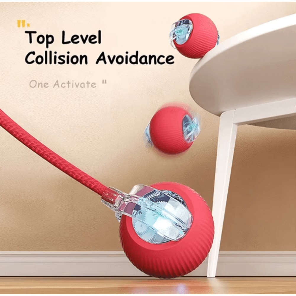 Smart Rolling Cat Toy Ball With Faux Tail Rechargeable Interactive Pet Training Toy 11