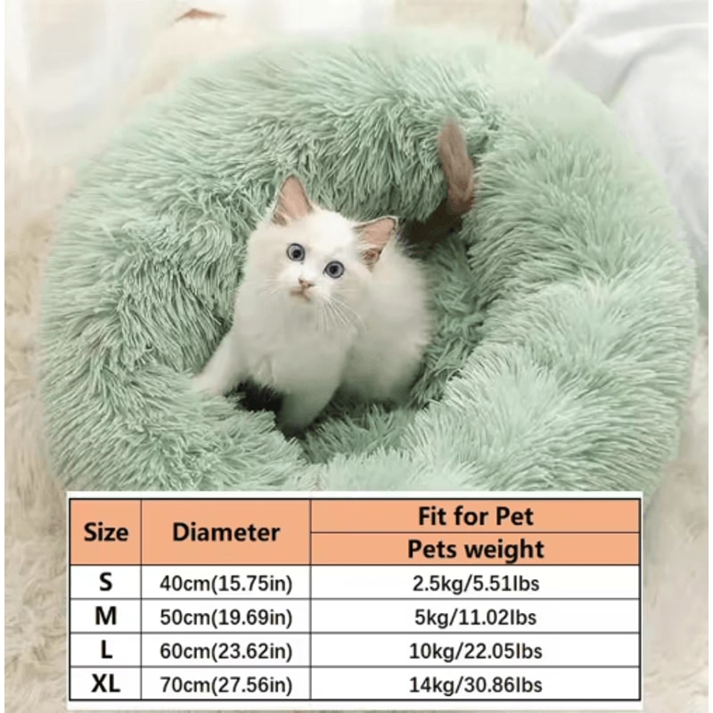 Soft Plush Donut Cat Bed Washable Faux Fur Pet Sleeping Mat For Cats Small Dogs 2