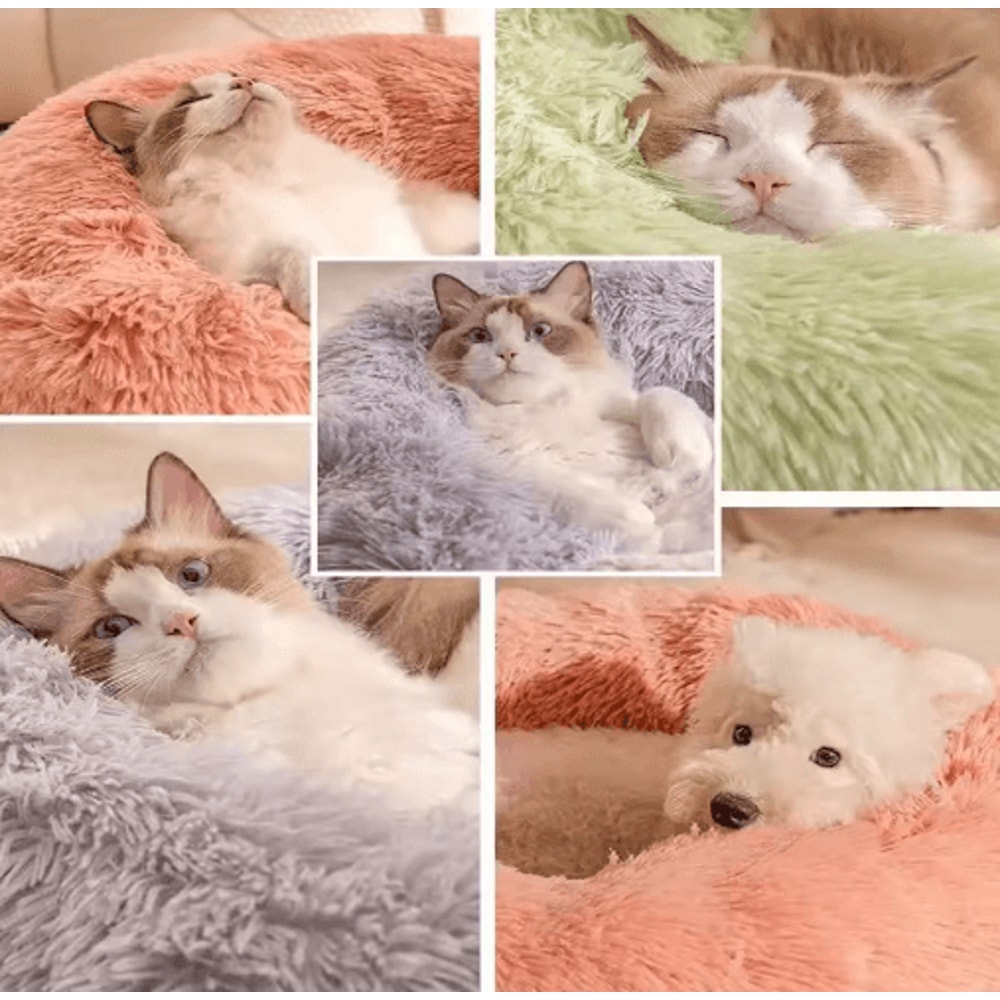 Soft Plush Donut Cat Bed Washable Faux Fur Pet Sleeping Mat For Cats Small Dogs 5