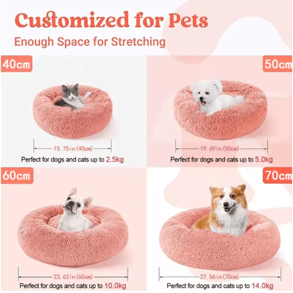 Soft Plush Donut Cat Bed Washable Faux Fur Pet Sleeping Mat For Cats Small Dogs 6
