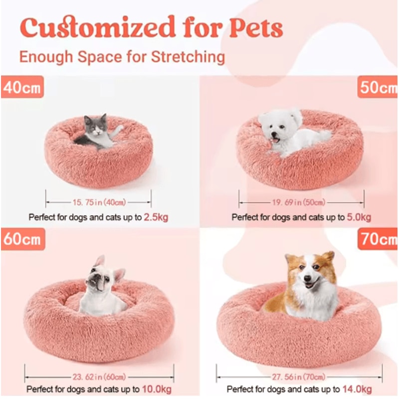 Soft Plush Donut Cat Bed Washable Faux Fur Pet Sleeping Mat For Cats Small Dogs 6