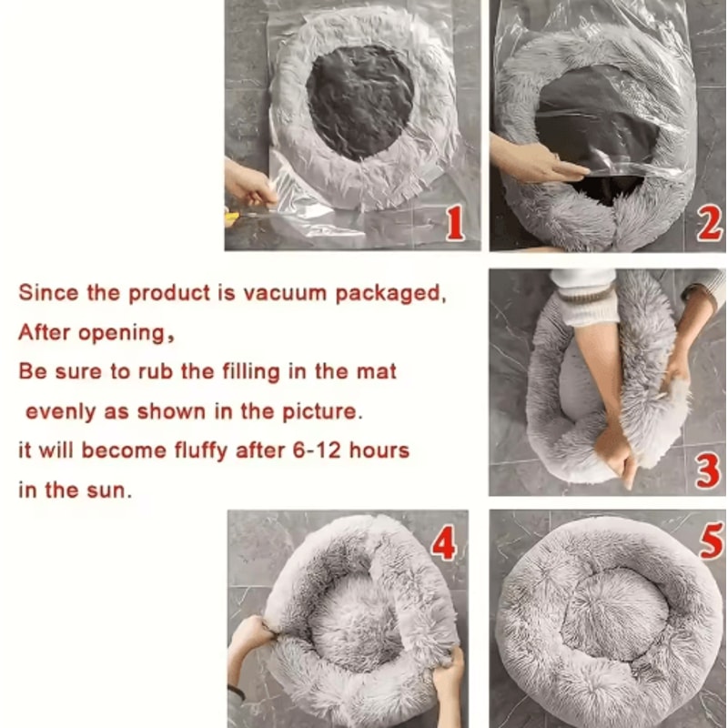 Soft Plush Donut Cat Bed Washable Faux Fur Pet Sleeping Mat For Cats Small Dogs 8