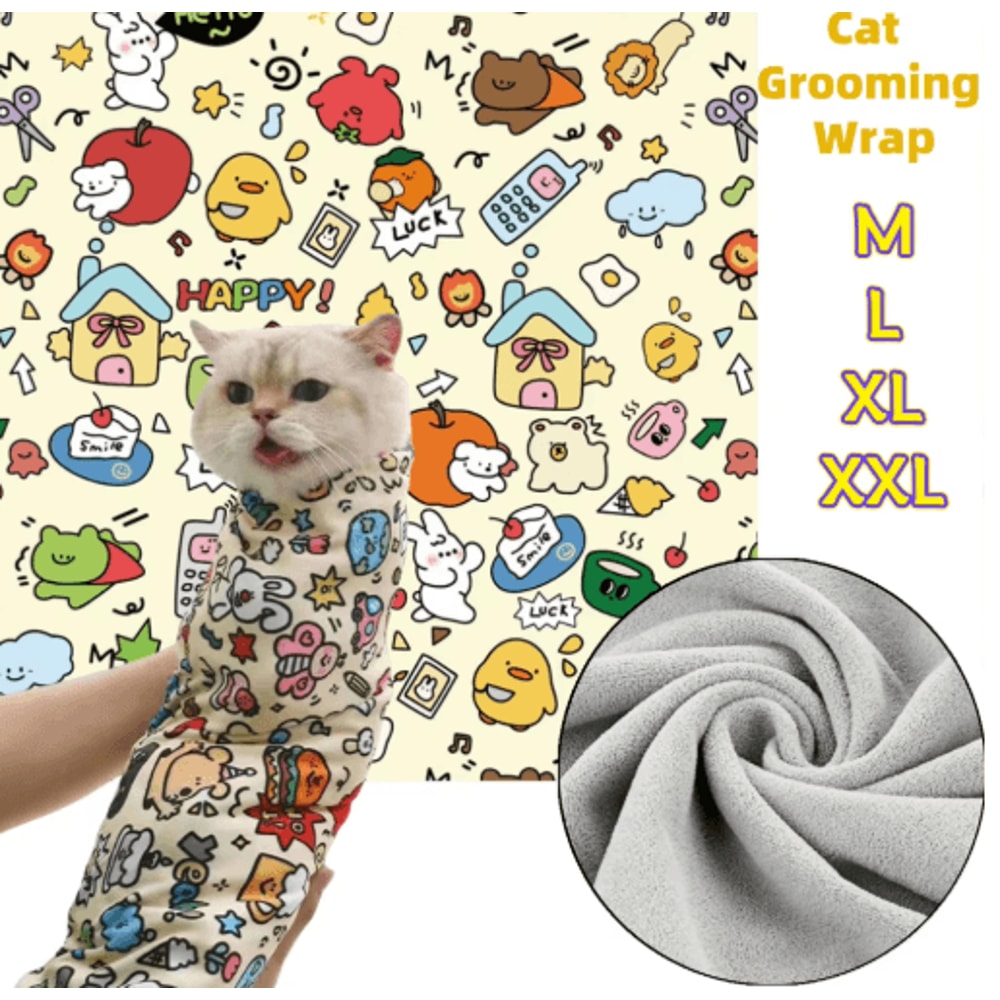 Cat Grooming Wrap Burrito AntiBite AntiScratch Swaddle For Nail Clipping And Pet Care 4