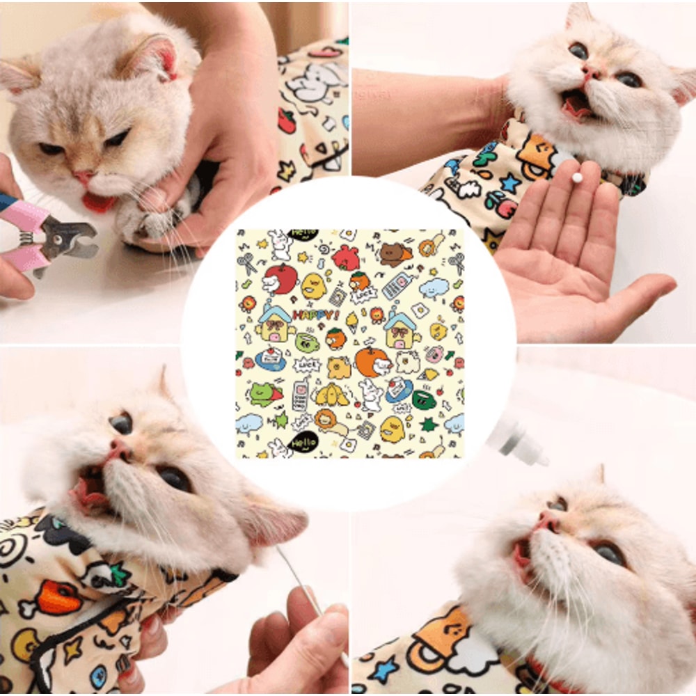 Cat Grooming Wrap Burrito AntiBite AntiScratch Swaddle For Nail Clipping And Pet Care 5