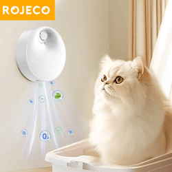 rojeco smart cat odor purifier – automatic litter box deodorizer with 4000mah rechargeable battery