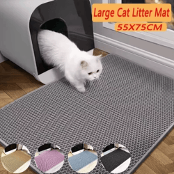 double layer cat litter mat – waterproof foldable litter trapping pad for cats