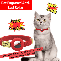 personalized breakaway cat collar with airtag holder – adjustable gps tracking collar for cats