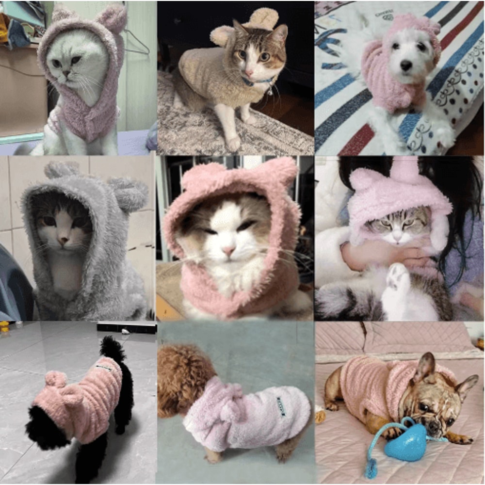 Warm Fleece Cat Dog Hoodie Cute Winter Sweater Coat For Small Pets 5