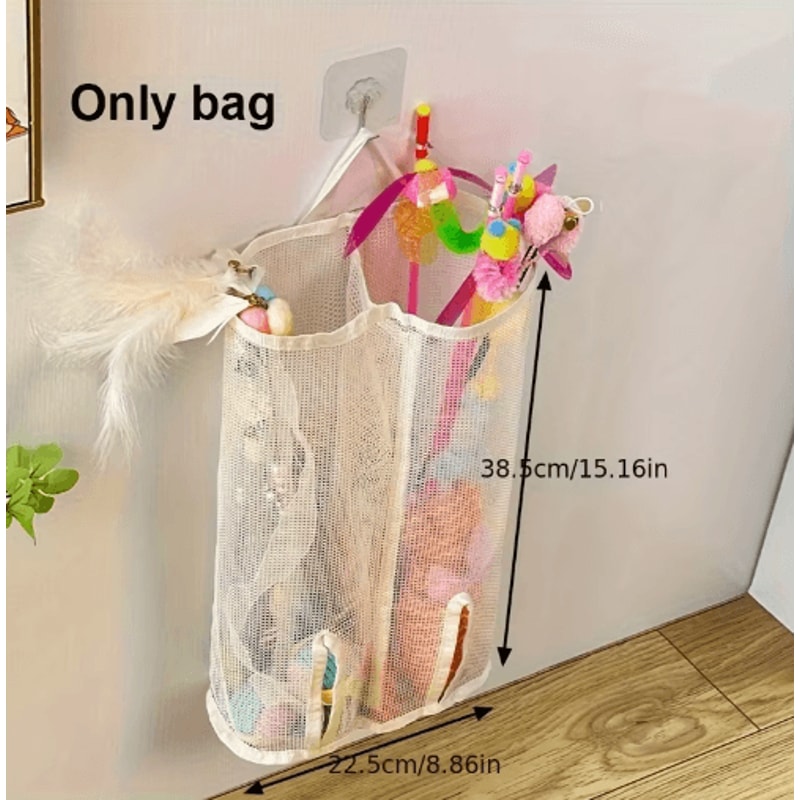 Wall Hanging Mesh Storage Bag For Cat Toys Pet Accessory Organizer Basket 5