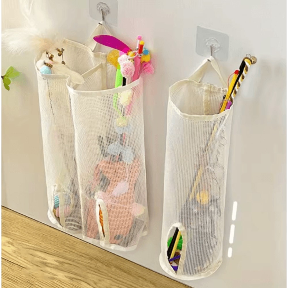 Wall Hanging Mesh Storage Bag For Cat Toys Pet Accessory Organizer Basket 10