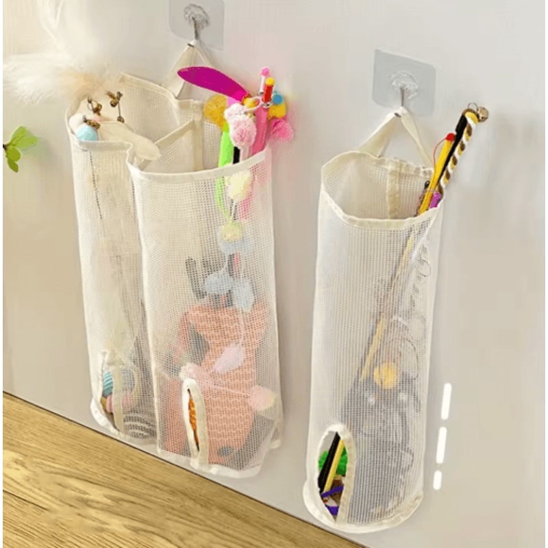 Wall Hanging Mesh Storage Bag For Cat Toys Pet Accessory Organizer Basket 10