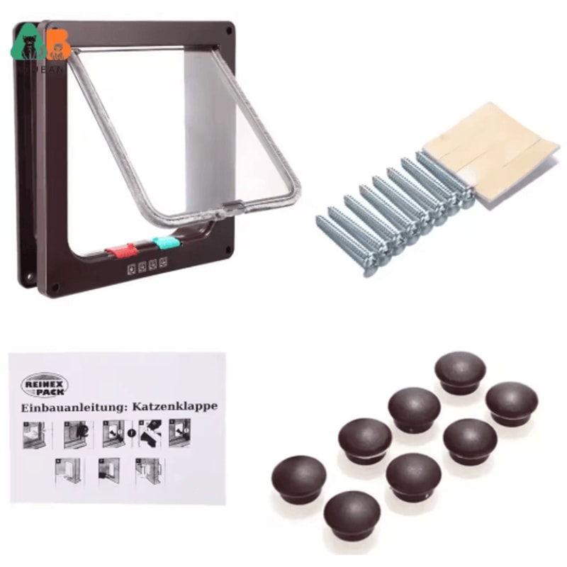 ATUBAN 4Way Locking Cat Door Flap Weatherproof Pet Door For Interior Exterior Doors 5