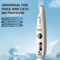electric pet paw trimmer with led light – waterproof low noise grooming shaver for cats & dogs
