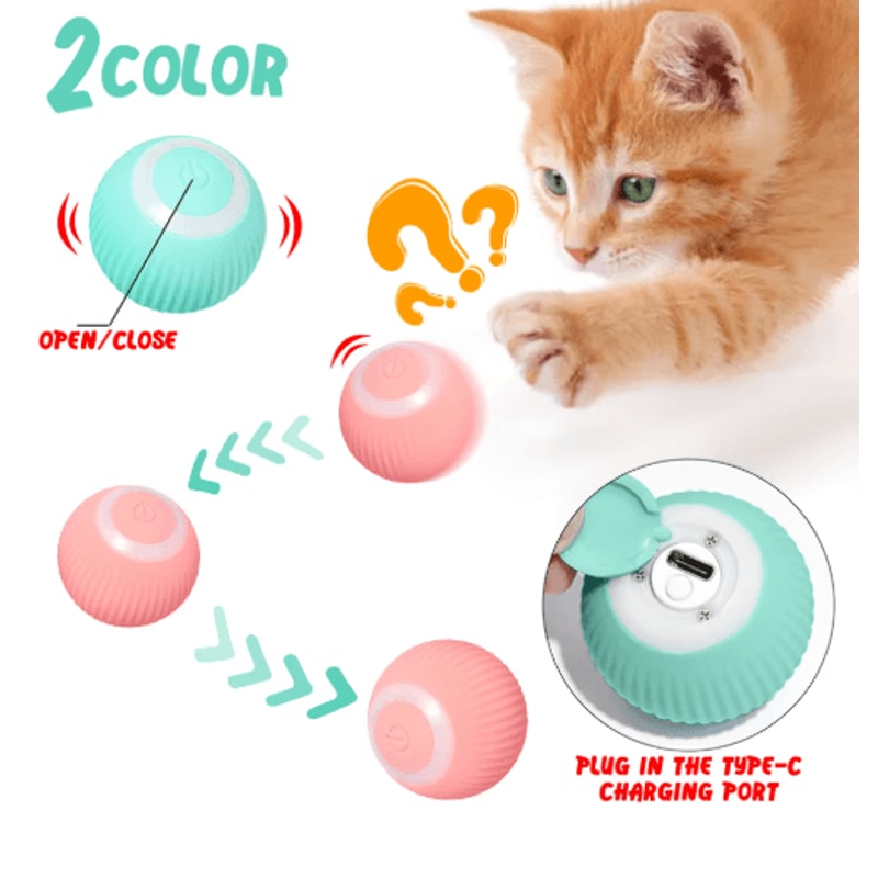 Smart Automatic Rolling Cat Toy Ball Interactive SelfMoving Toy For Indoor Cats 9