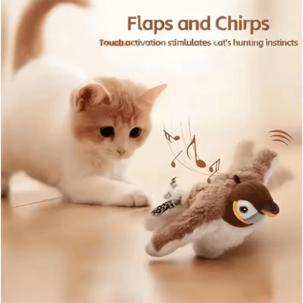 Interactive Flapping Bird Cat Toy Plush BiteResistant Shaky Sparrow For SelfPlay 6