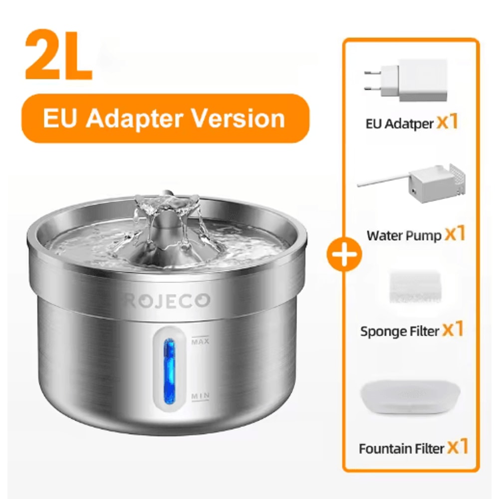 ROJECO Stainless Steel Cat Water Fountain Smart Automatic Pet Drinking Fountain For Cats Dogs 1
