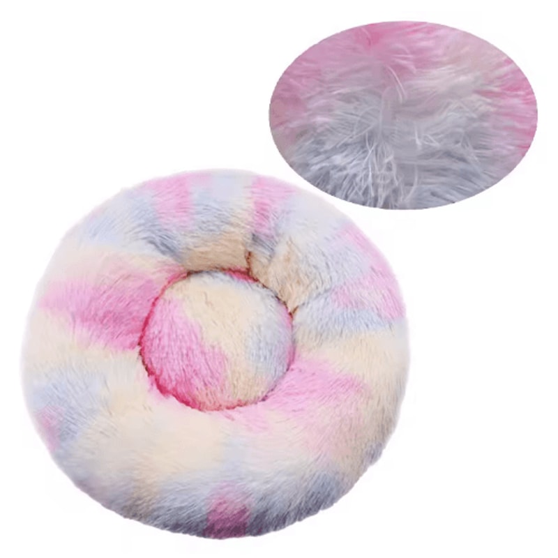Long Plush Round Pet Bed Super Soft Winter Sleeping Nest For Cats Medium Dogs 7