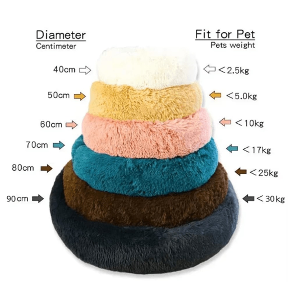 Long Plush Round Pet Bed Super Soft Winter Sleeping Nest For Cats Medium Dogs 13