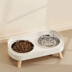 elevated stainless steel pet feeder – anti-slip dual bowl for cats & dogs